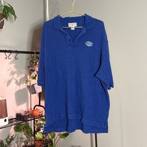 Boca Classics Florida Gators Polo Shirt Men Blue Checkered Collared Short Sleeve